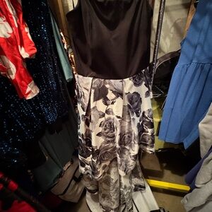 Strapless Black and White High Low Dress